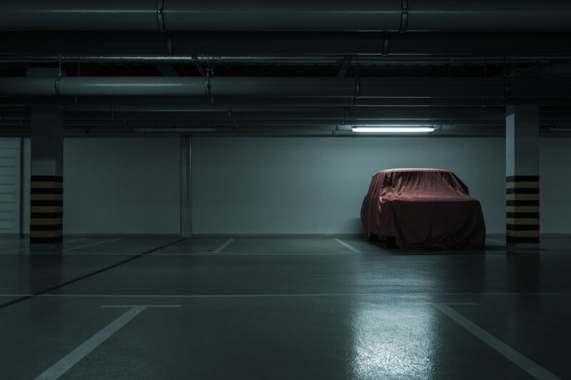 Car parked in parking garage