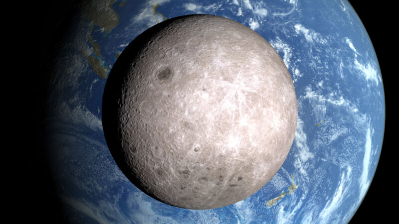 A picture of the Moon in space as it orbits Earth.